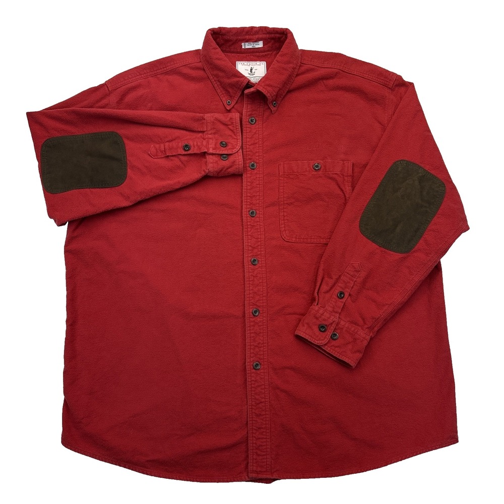 Orvis Upland Collection Flannel Shirt XXL Red Elbow Patch Preppy Workwear
